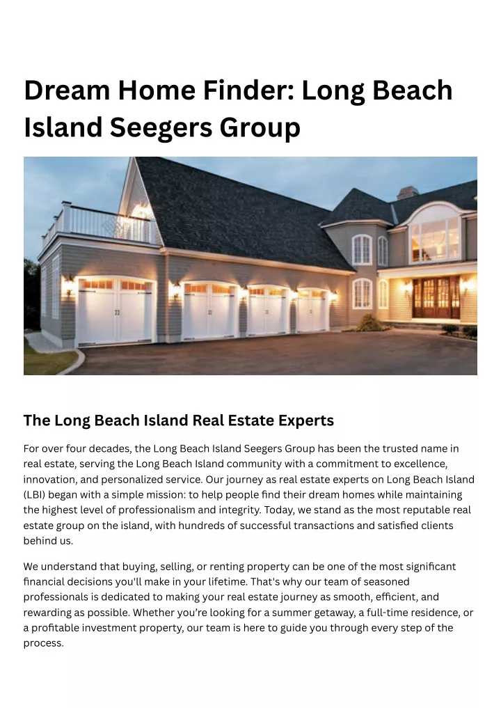 PPT - Dream Home Finder Long Beach Island Seegers Group PowerPoint Presentation - ID:13672572