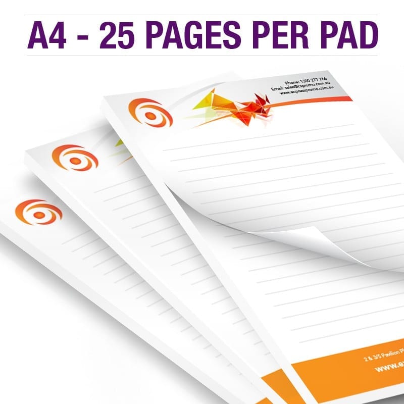 A4 25 page Full Colour Custom Printed Notepad Business Stationary