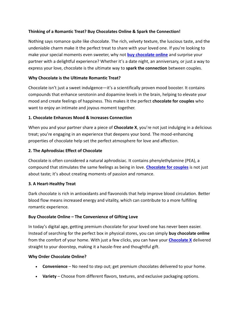 Buy Chocolates Online & Spark The Connection