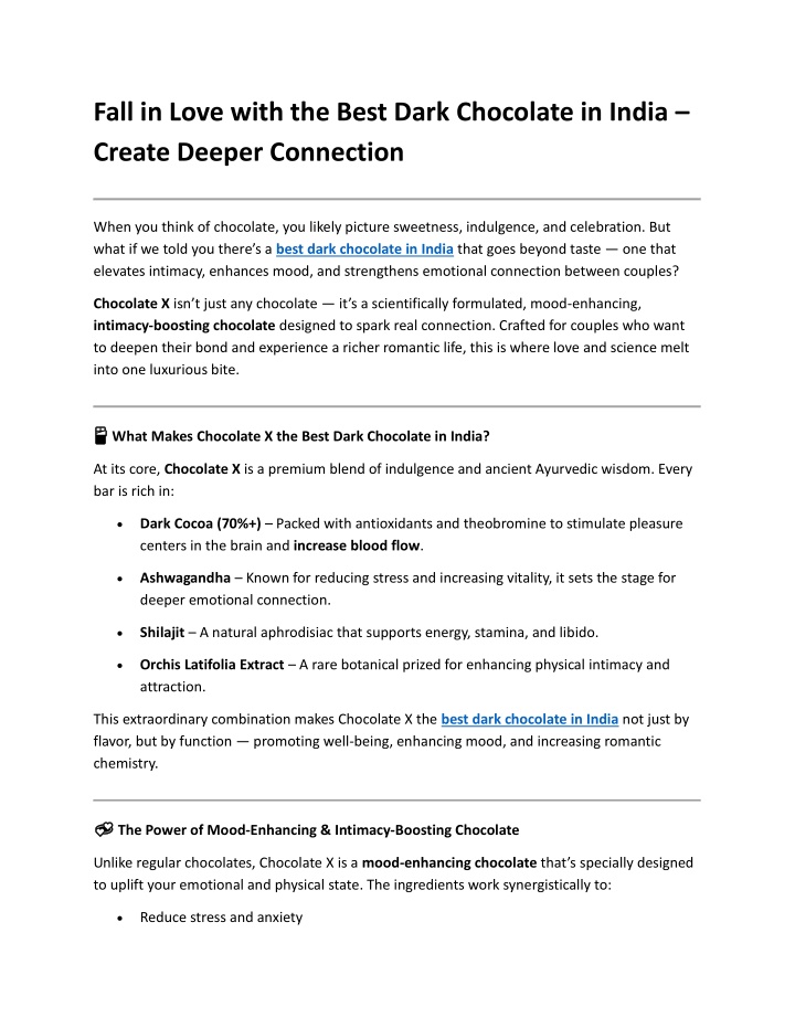 PPT - Fall in Love with the Best Dark Chocolate in India PowerPoint Presentation - ID:14196363