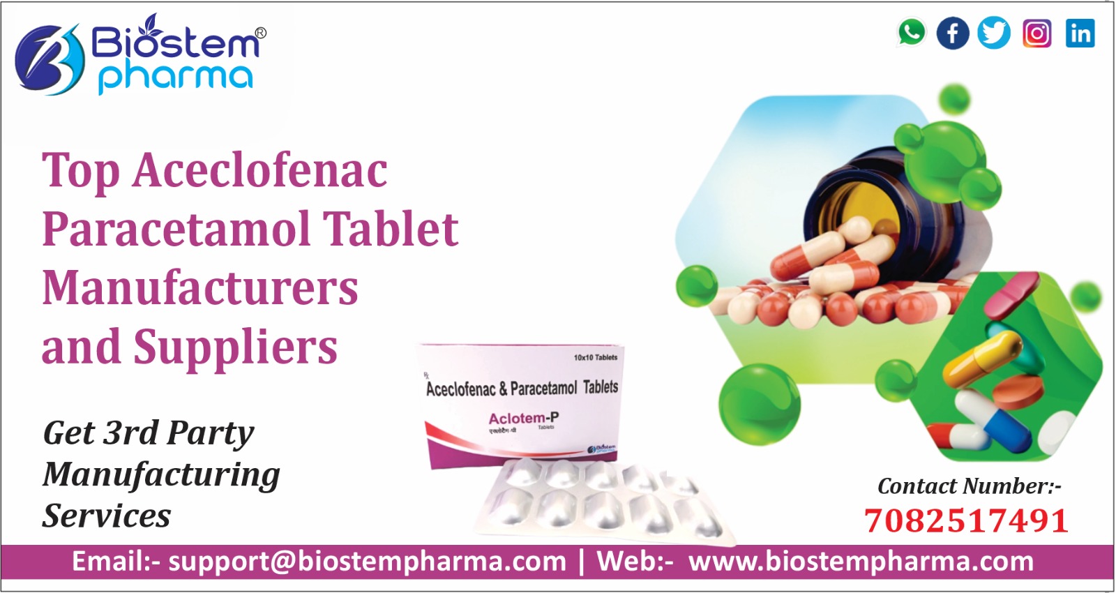 Top Aceclofenac Paracetamol Tablet Manufacturers and Suppliers