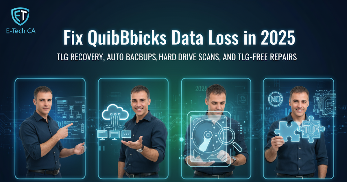 Fix QuickBooks Data Loss in 2025: TLG Recovery, Auto Backups, Hard Drive Scans, and TLG-Free Repairs